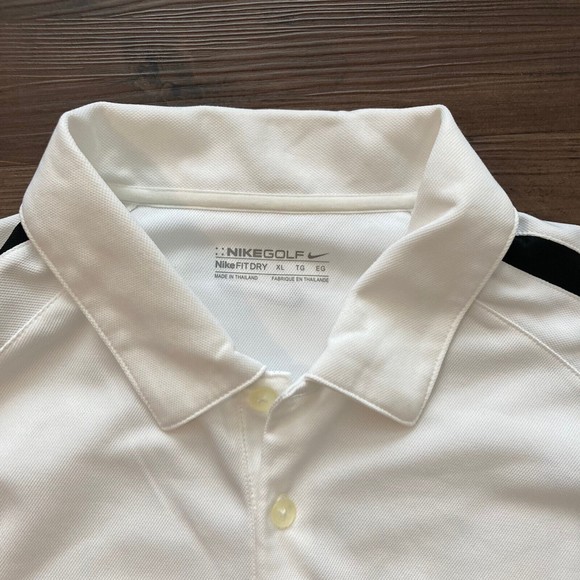 Nike Golf Dri Fit Men’s Polo Shirt Standard Fit White Black Stripe Size XL - Picture 2 of 10